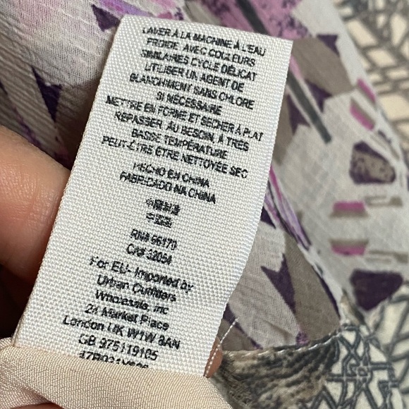 Free People Floral Geometric Printed Flutter Wing Sleeve Tunic Mini Dress, Small - Picture 15 of 15